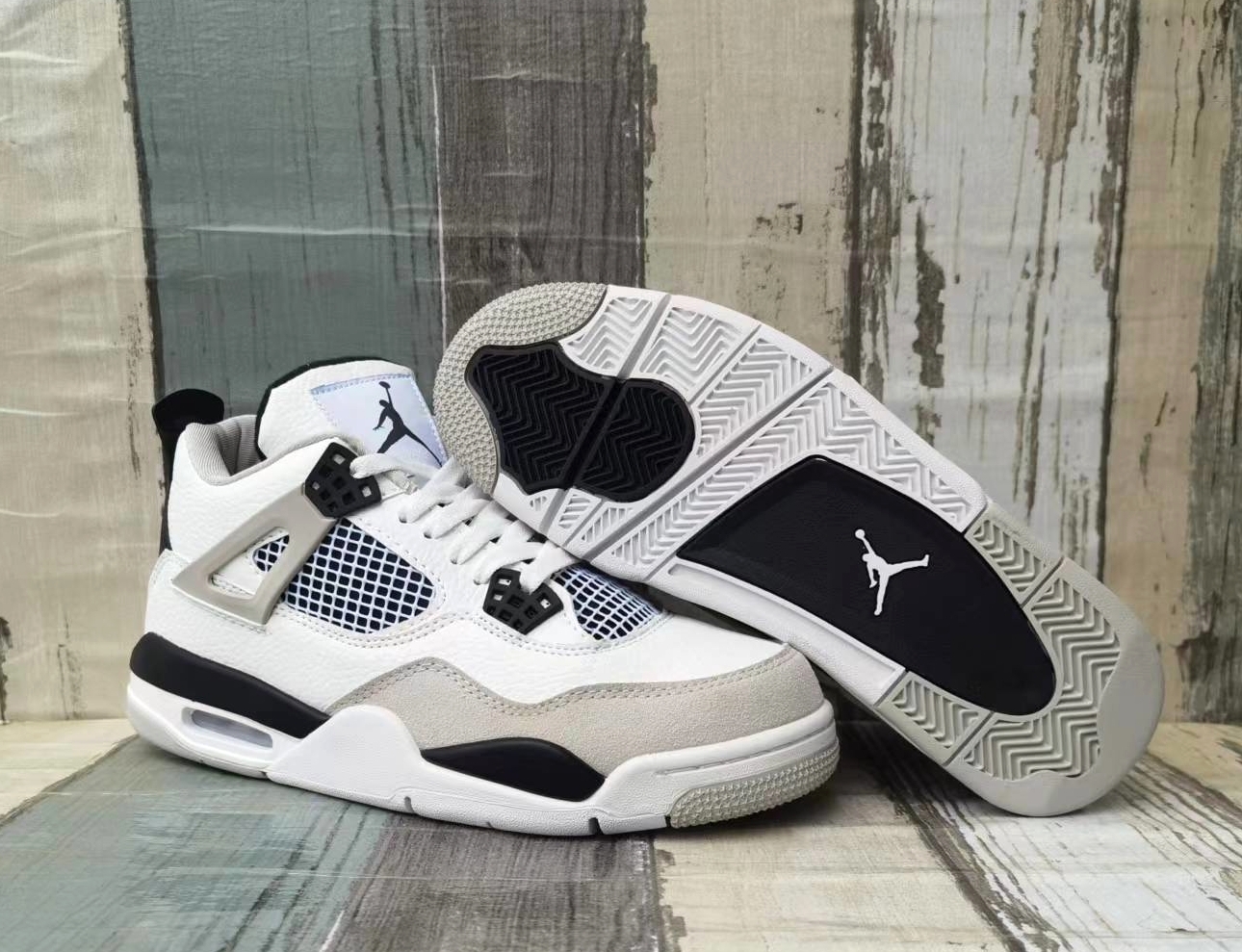 2022 Men Air Jordan 4 White Grey Black Shoes - Click Image to Close